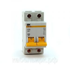 Автомат. выключатель IEK двухполюсный 25А