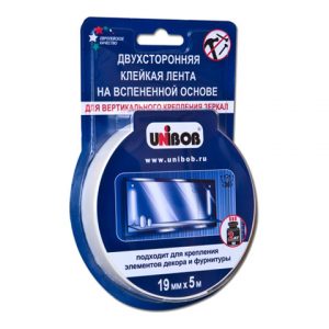 Клейкая лента двухсторонняя 19х5м д/наруж. работ (пена) UNIBOB К47036