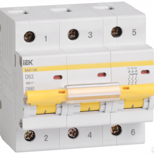 Автоматический выключатель IEK ВА47-100 3Р 63А C
