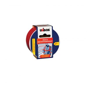Лента клейкая светоотражающая 48х5м красно-белая UNIBOB К48984