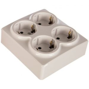 Розетка 4Х2Р+Е IP54, Schuko со шторками 16АХ-250В ЭРА Эксперт 11-2209-01