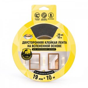 Сверхпрочная лента 2-х стор.клейк.вспенен.основе 1200мкм 19мм*2м AVIORA