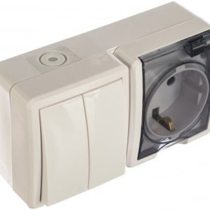 Блок розетки+выключ. IP54, ЭРА Эксперт 11-7401-01